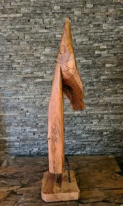 Fischskulptur Holzkunst Holzskulptur Holzobjekt Teakholz Treibholz Aufsteller Schwemmholz Holzfigure Holzdeko Treibholzdeko Kunst Statue Indonesien