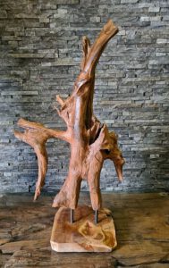 Holzskulpturen Holzobjekt Schwemmholz Wurzeldeko Wurzelskulptur Treibholz Statue Holzskulptur Holzobjekte Holzdeko Holzkunst auf Standfuß Indonesien Ho.2115