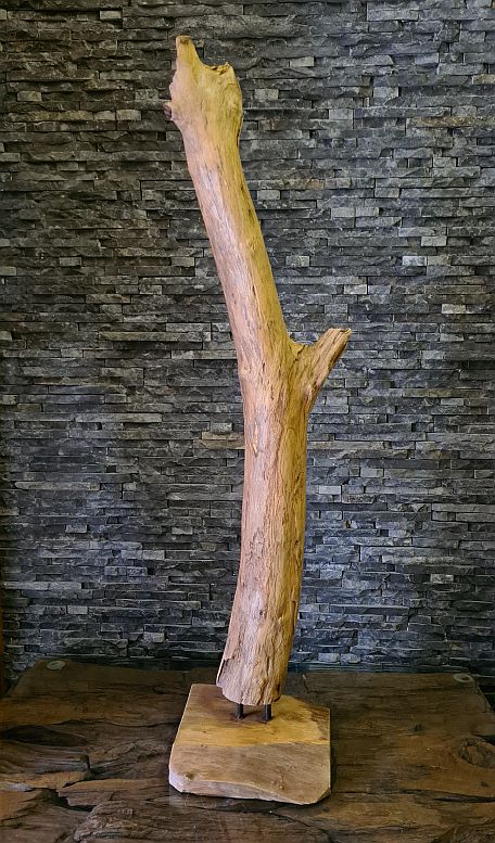 Holzobjekt Holzskulptur Teakholz Treibholz Schwemmholz Kunst Statue Deko Figur Deko klar lackiert Ho.2120