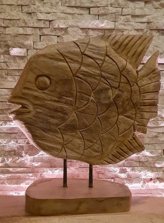 Teakholzskulpturen Holzobjekt Holzkunst Fisch Ho.2140